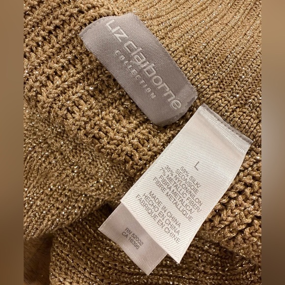 Liz Claiborne Gold Turtleneck Metallic Sweater Size- L - Picture 5 of 5